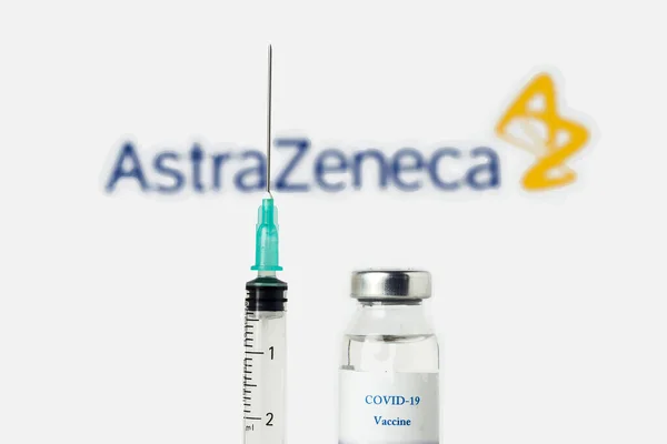 Teo España Enero 2021 Concepto Vacuna Astrazeneca Covid Primer Plano — Foto de Stock