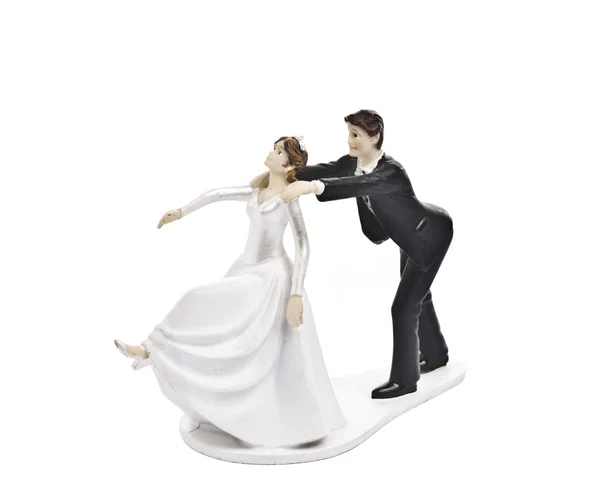 Çift düğün cake topper üzerinde beyaz izole