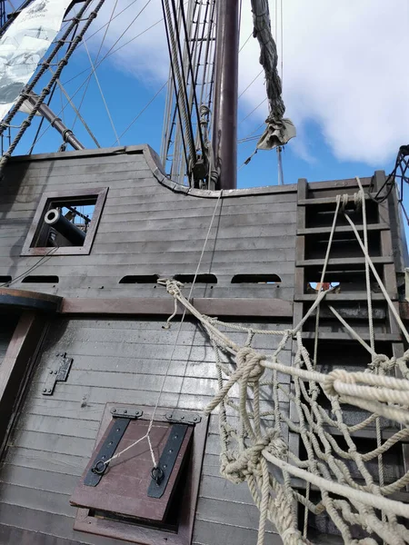 Side Reconstruction Old Galeon — Stock Photo, Image