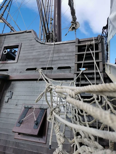 Lado Reconstrucción Viejo Galeón — Foto de Stock