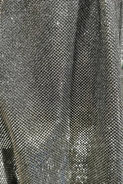 Fundo Têxtil Brilhante Tecido Prata Feito Uma Grade Lantejoulas Cintilantes — Fotografia de Stock