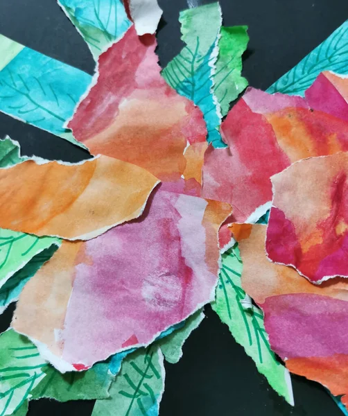 Детское Творчество Коллаж Цветной Бумаги — стоковое фото