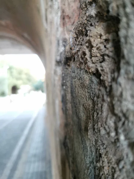 Tekstur Terowongan Batu Dinding Tua Latar Belakang Latar Belakang Kabur — Stok Foto