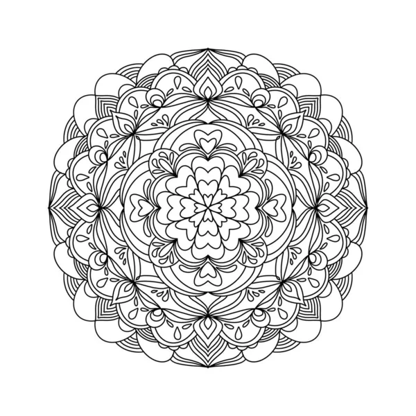 Mandala Hearts Romantic Date Valentine Day Design Coloring Book Page — Fotografia de Stock