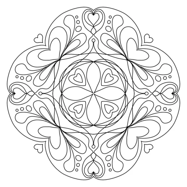 Mandala Hearts Romantic Date Valentine Day Design Coloring Book Page — Fotografia de Stock