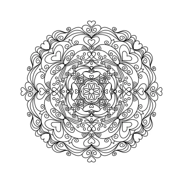 Mandala Hearts Romantic Date Valentine Day Design Coloring Book Page — 图库照片