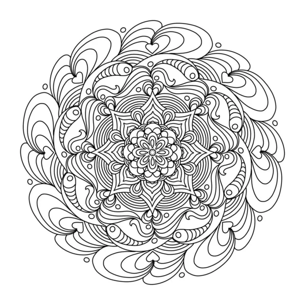 Mandala Hearts Romantic Date Valentine Day Design Coloring Book Page — 图库照片