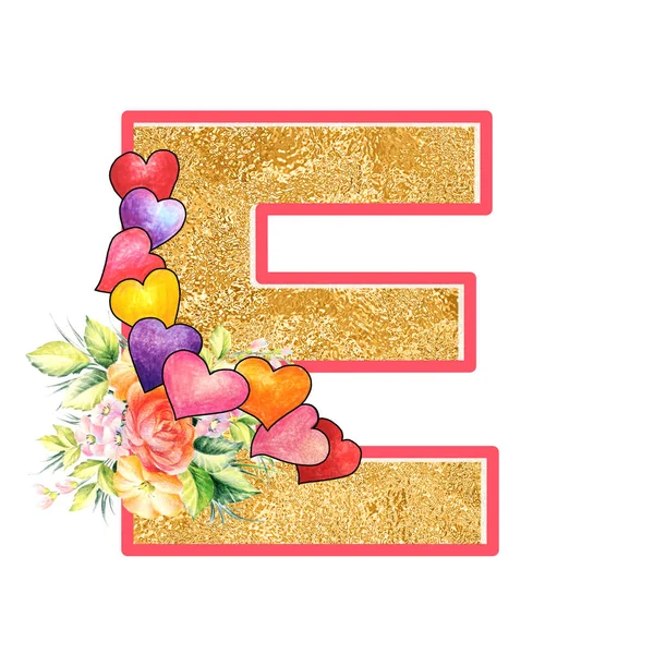 Artistic Alphabet Capital Letter Illustration Summer Bouquet Leaves Flowers Ane — Stockfoto