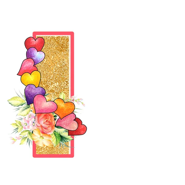 Artistic Alphabet Capital Letter Illustration Summer Bouquet Leaves Flowers Ane — 图库照片