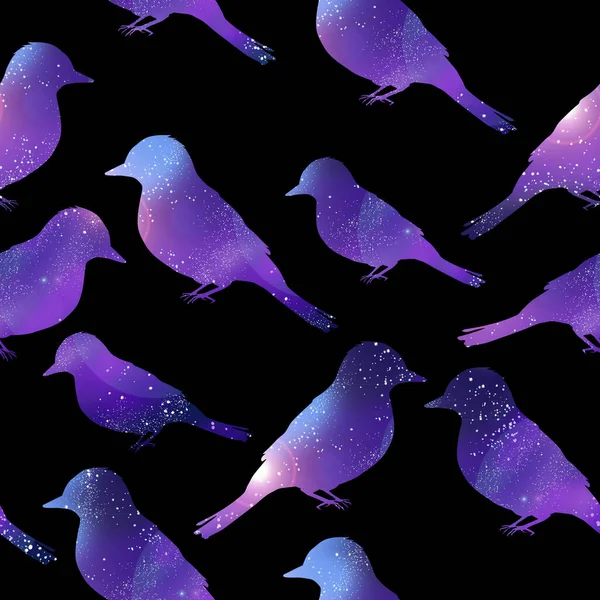 Seamless Pattern Galactic Bird Outer Space Silhouettes Bird — Stock Photo, Image