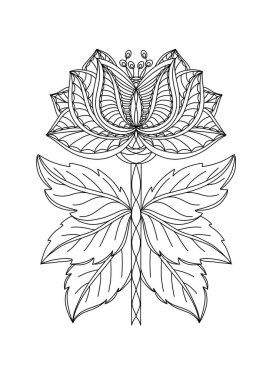 Beyaz arka planda, çocuk aktiviteleri için renklendirilmiş çiçek çizgileri