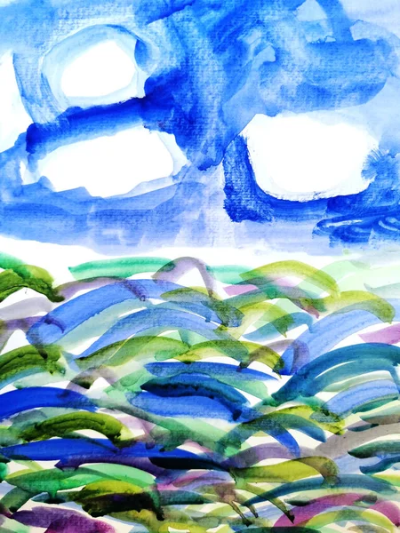 青水彩画の背景抽象 — ストック写真