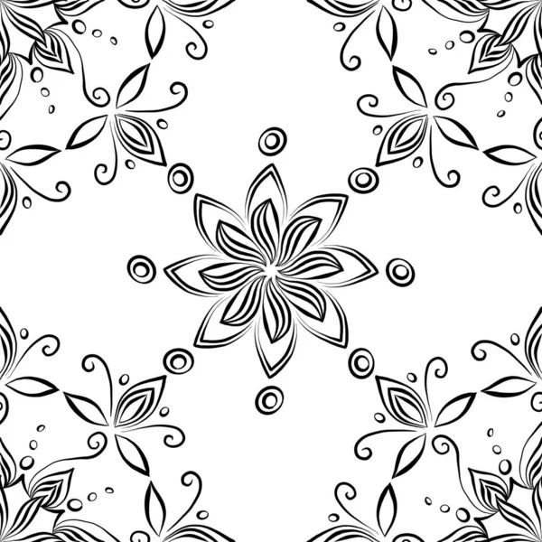 Fleur Mandala Tuile Sur Fond Blanc Motif Sans Couture — Photo