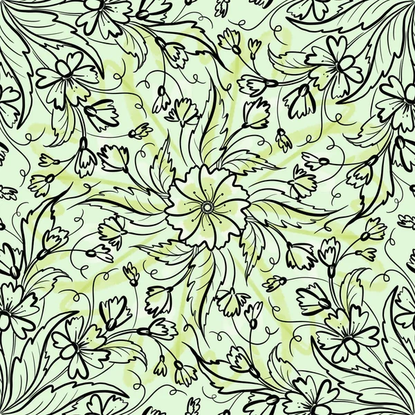 Flor Azulejo Mandala Sobre Fondo Verde — Foto de Stock