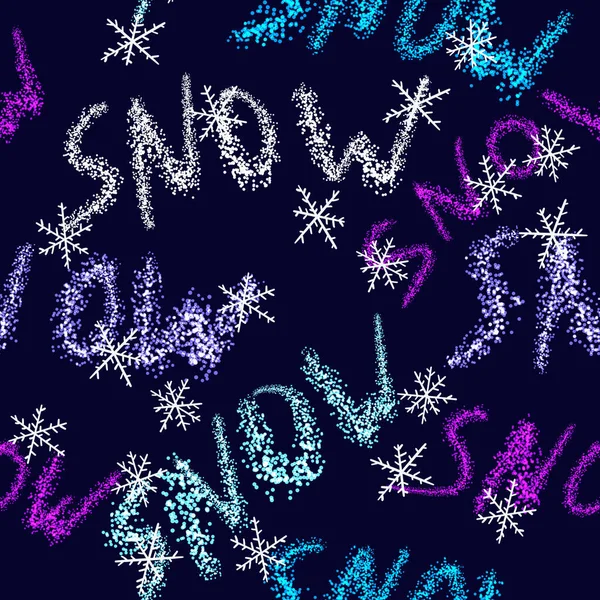 Dark Blue Night Stars Background Illustration Snow Flake Seamless Pattern — Stock Photo, Image