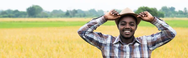 유기농 농사일이나 개념에 미소짓고 아프리카 농부의 — 스톡 사진