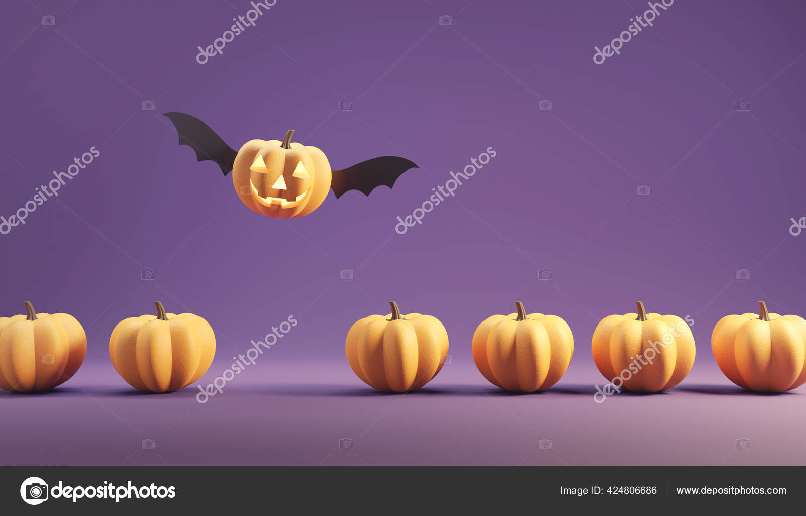 Conjunto De Abóboras De Halloween Renderização 3d Jack O Lantern