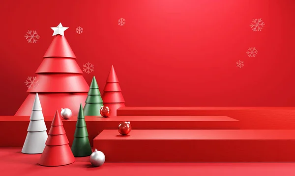Noel için podyum ve asgari soyut arkaplan, geometrik şekillendirme, ürün için aşama.