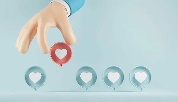 Hand Holding One Red Social Media Notification Love Heart Icon — Stock Photo, Image