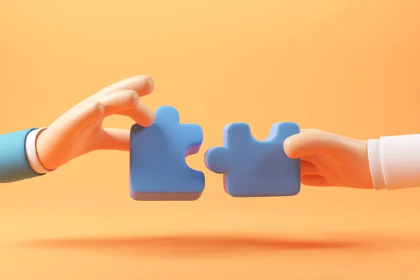 Bedrijfsconcept Hand Van Mensen Die Legpuzzels Verbinden Symbool Van Teamwork — Stockfoto