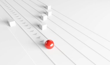Liderlik kavramı, bir lider kırmızı küre diğer kutuları yönetiyor. İş dünyasında kazanma stratejisi, 3D oluşturma