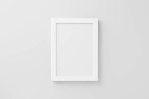 Rectangular wall picture photo frame mockup in white background, Banner or poster template, 3d render