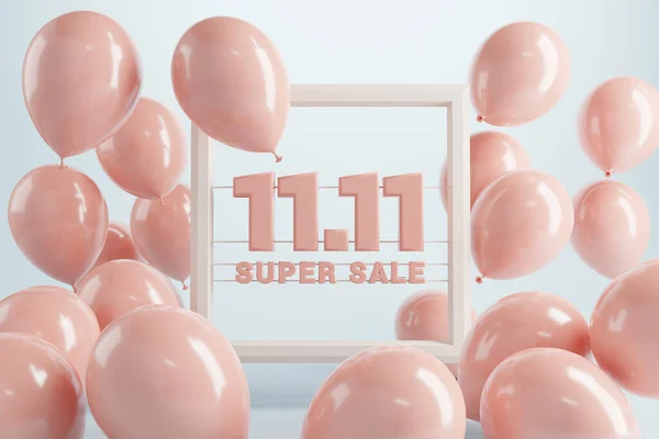 11ショッピング日超販売 世界のショッピング世界の日パステルの背景で販売します 11オンラインクレイジー販売 3Dレンダリング — ストック写真