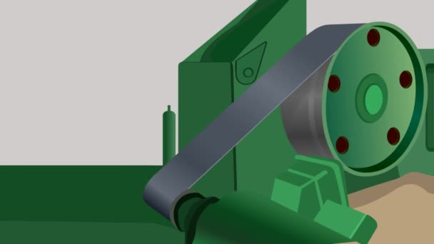 Filmik animacyjny 2D turbiny pracującej paskiem z silnika. — Wideo stockowe