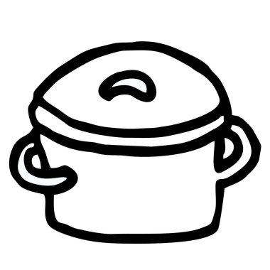 Çömlek ikonu, beyaz arka planda siyah beyaz renkli çanak çömlek. Vektör resmi