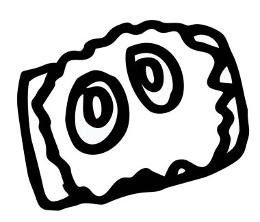 Yumurtalı sandviçin simgesi, beyaz arka planda siyah beyaza boyanmış yiyecekler. Vektör resmi