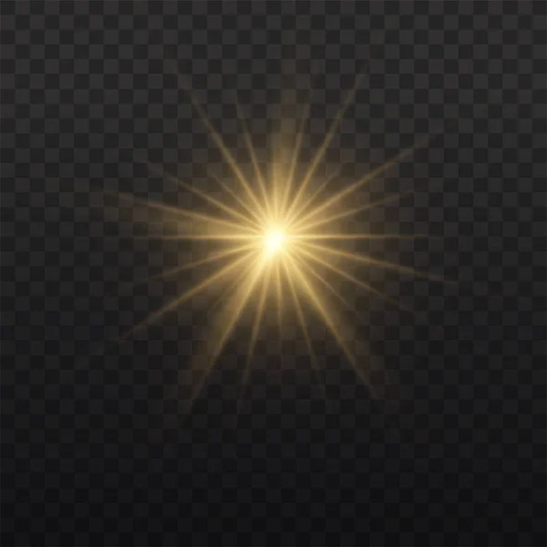 Işıklı yıldız patlaması, sarı güneş ışınları. 