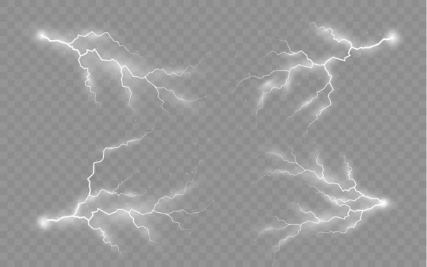 Conjunto de cremalleras, tormenta eléctrica y relámpagos efecto. — Vector de stock