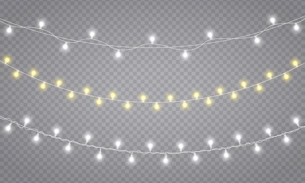 Leuchtende Lichter Girlanden Weihnachten, LED-Neonlampe. — Stockvektor