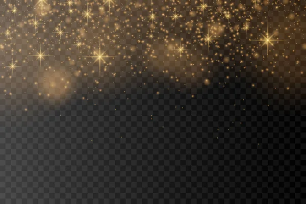 Geel stof deeltjes, gouden vonken, lichten, ster — Stockvector