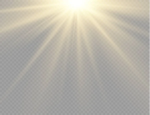 明るい爆発、フレアの太陽光線で日光. — ストックベクタ