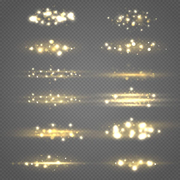 Licht stralende bokeh lichten, stofdeeltjes — Stockvector