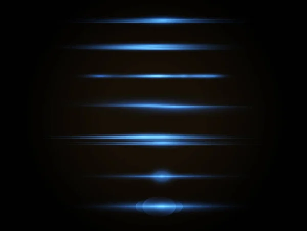 Raios de luz horizontais, feixes de linha azul brilhante. — Fotografia de Stock