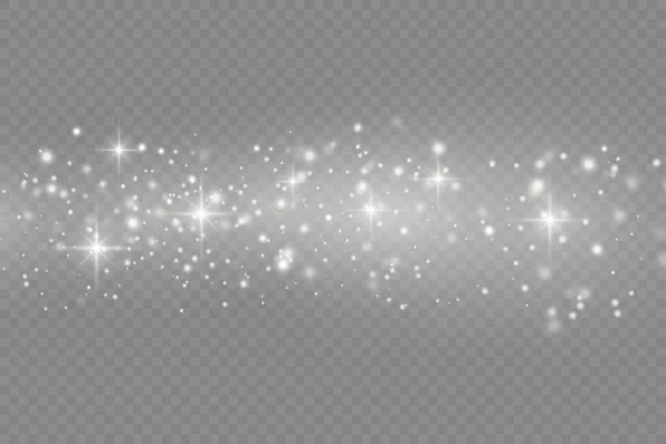Fehér porszemcsék, csillogás, fények, csillag. — Stock Fotó