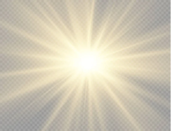 Star burst con luce, raggi di sole gialli. — Foto Stock