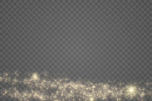 Partículas de polvo amarillo, chispas doradas, luces, estrellas — Vector de stock