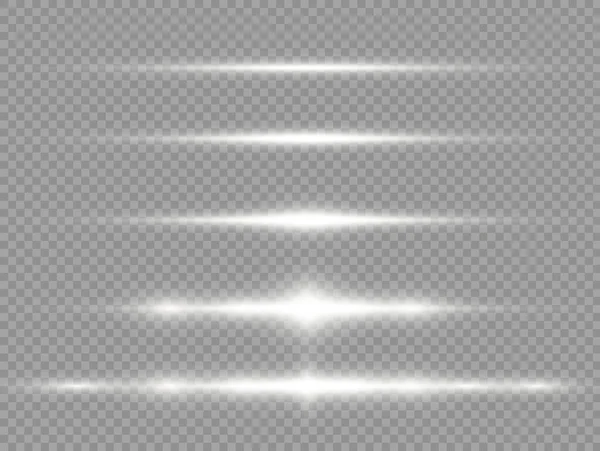 Rayos de luz horizontales, bengalas de rayos de luz blanca. —  Fotos de Stock