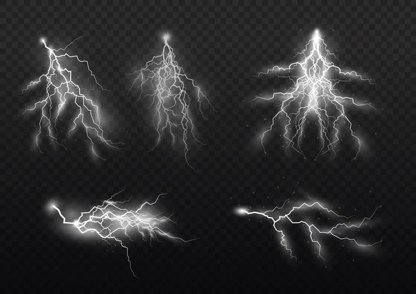 Set of zippers, thunderstorm and effect lightning. — Stock Photo, Image
