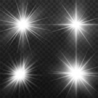 Işıklı yıldız patlaması, beyaz güneş ışınları. 