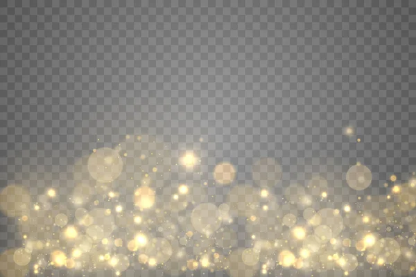 Goldene magische Staubpartikel Bokeh Lichteffekt. — Stockfoto