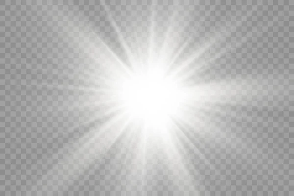 Αστέρι έσκασε με το φως, λευκές ακτίνες του ήλιου. — Φωτογραφία Αρχείου