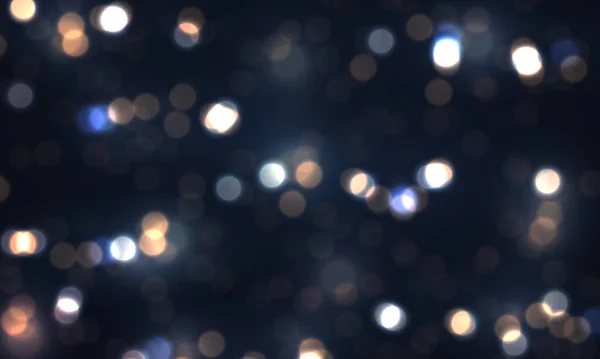 Festlicher blauer Hintergrund mit bunten Lichtern Bokeh — Stockvektor