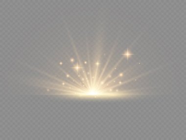 Yıldız patlaması, sarı parlayan ışıklar güneş ışınları.