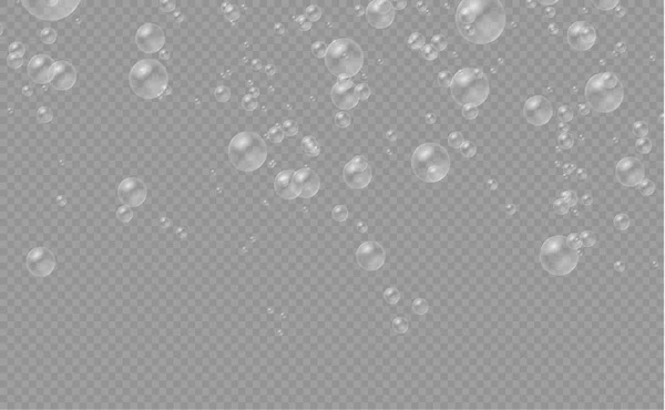 Ensemble de bulles de savon réalistes en eau blanche. — Image vectorielle