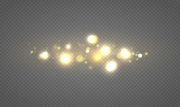 Luz que brilla luces bokeh brillantes, partículas de polvo — Archivo Imágenes Vectoriales