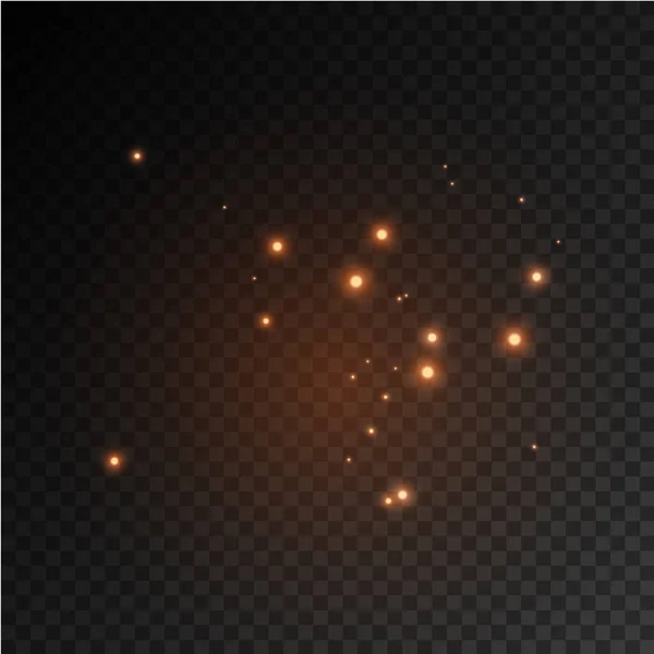 Étincelles de poussière, étoiles rouges brillent une lumière spéciale. — Image vectorielle